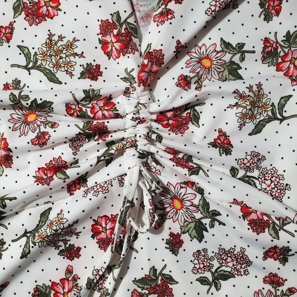 Floral Drawstring front Crop top XL - Picture 4 of 7